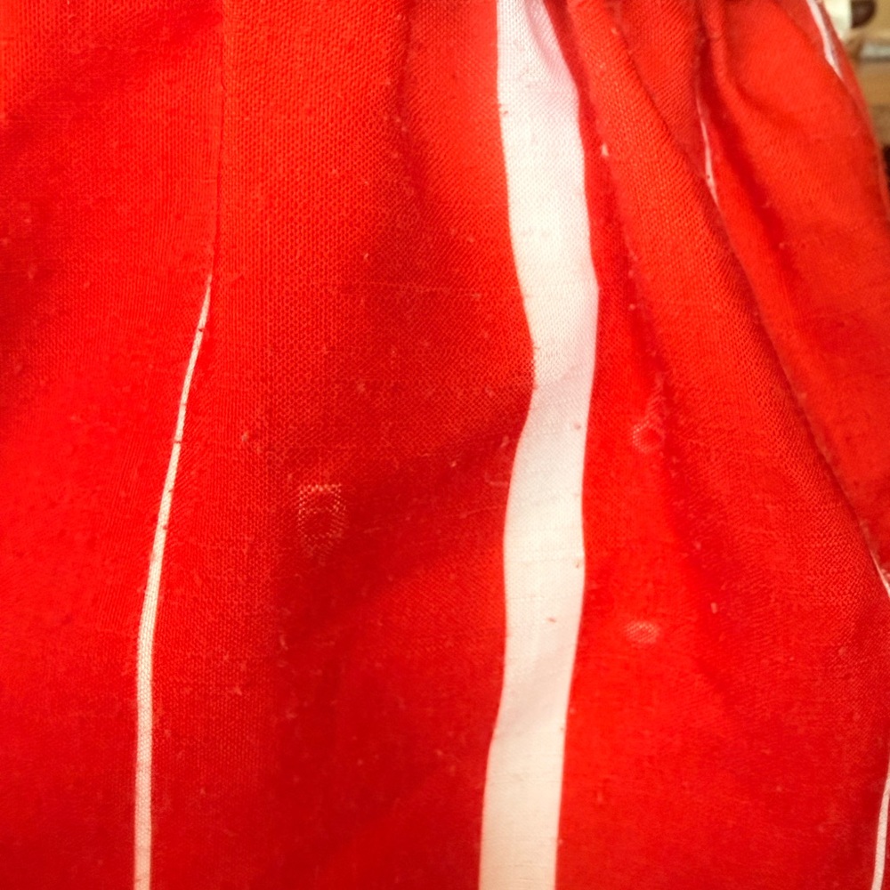 Vintage Red and White Puff Sleeve Midi Dress, Sailor Buttons - Picture 5 of 6